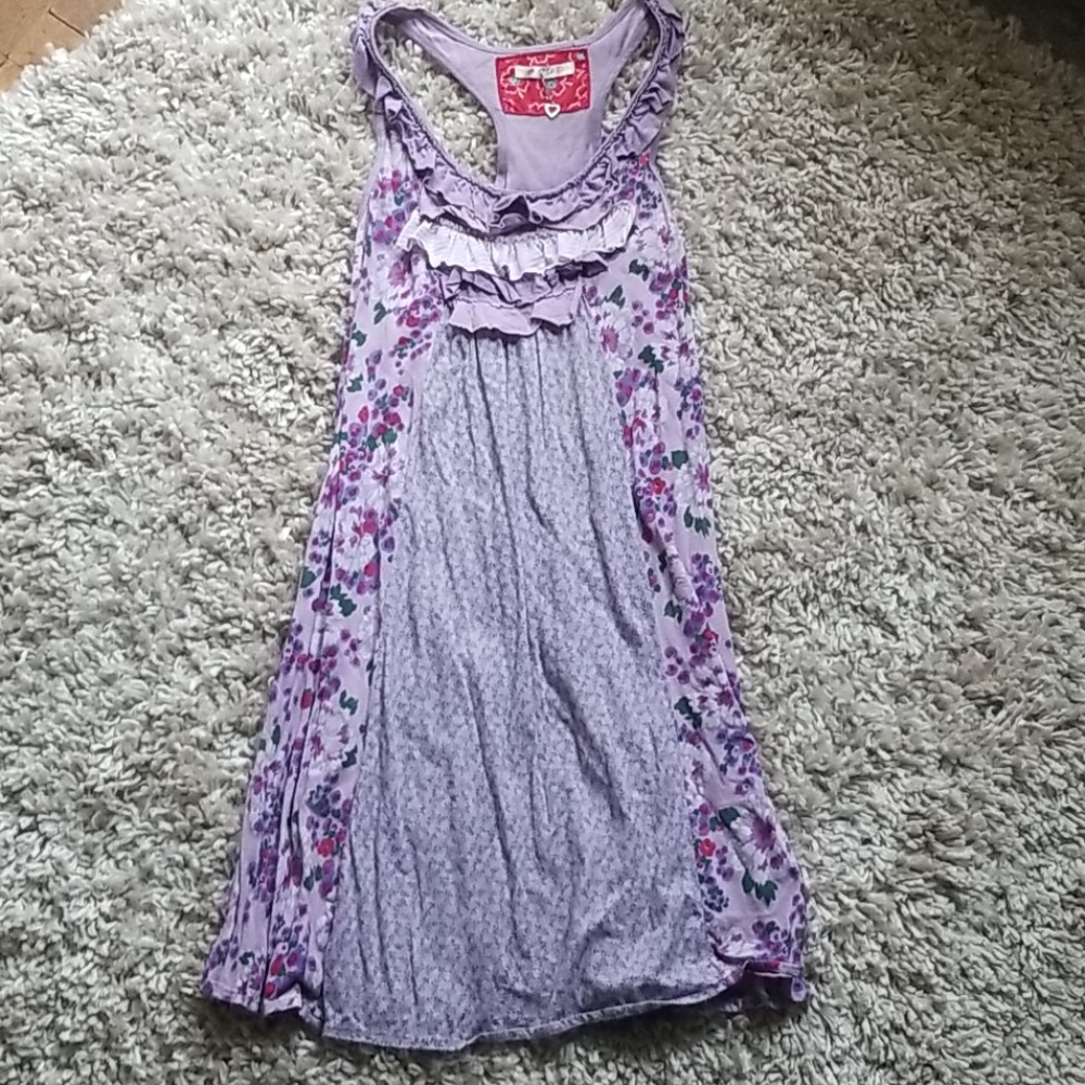 Anthropologie S Purple Floral Racerback Dress